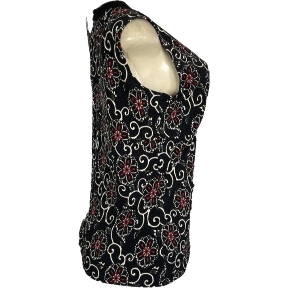 Perception Concept M Black Red Floral Medallion Print Sleeveless V-Neckline Top - Picture 3 of 7